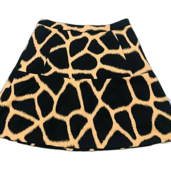Michael Kors black beige Animal Print Skirt size 2 baddie streetwear academia - Picture 1 of 9